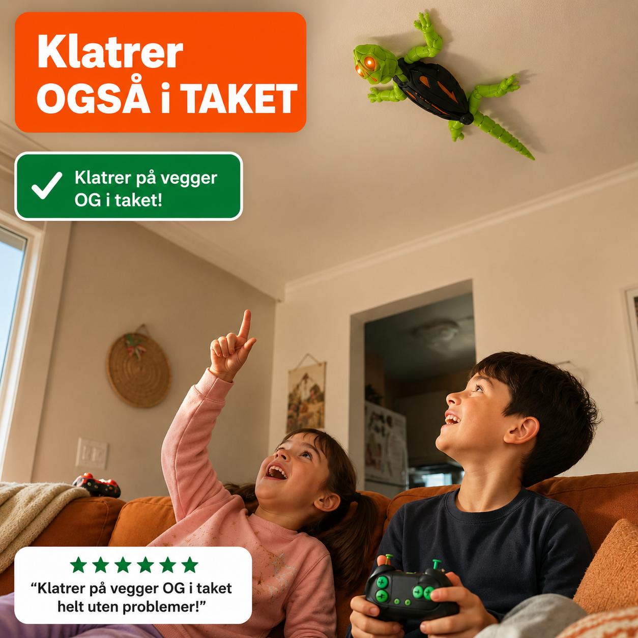 GeckoGo™ – Den radiostyrte gekkoen som klatrer på vegger og i taket