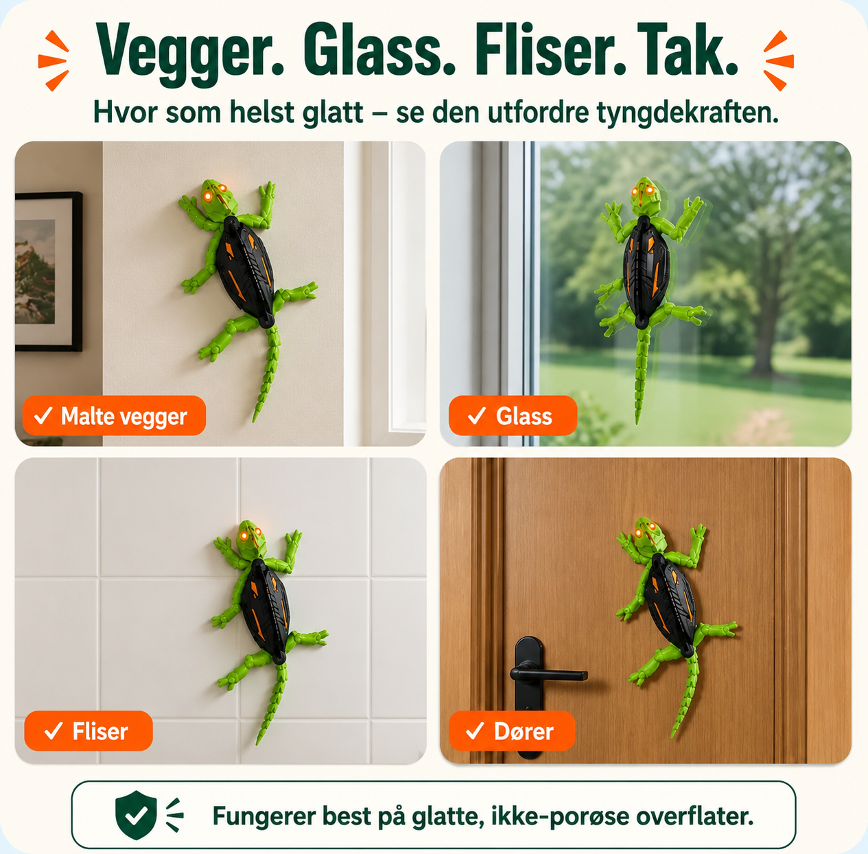 GeckoGo™ – Den radiostyrte gekkoen som klatrer på vegger og i taket